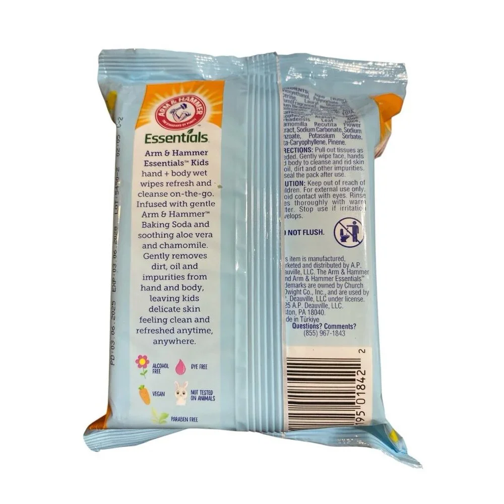 Arm & Hammer Essentials Kids Wet Wipes Sea Monster Mango 30 Ct Lot of 3